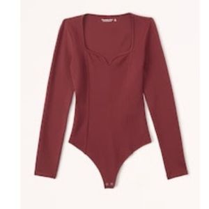 Abercrombie Long Sleeve Ponte Sweetheart Bodysuit